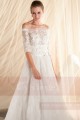 robe de mariage avec manches dentelle et fleures - Ref M346 - 04