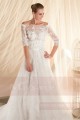 robe de mariage avec manches dentelle et fleures - Ref M346 - 05