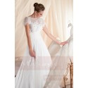 robe de mariée dentelle manche courte style deesse grecque mousseline - Ref M351 - 02