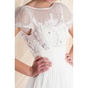 robe de mariée dentelle manche courte style deesse grecque mousseline - Ref M351 - 03