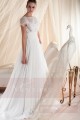 robe de mariée dentelle manche courte style deesse grecque mousseline - Ref M351 - 04