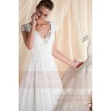 robes de mariée dentelle mousseline avec manche décolleté V - Ref M352 - 02