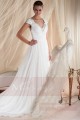 robes de mariée dentelle mousseline avec manche décolleté V - Ref M352 - 04