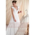 robes de mariée dentelle mousseline avec manche décolleté V - Ref M352 - 05