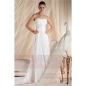 A-Line Strapless Court Train Chiffon Wedding Dress With Pearls - Ref M356 - 02