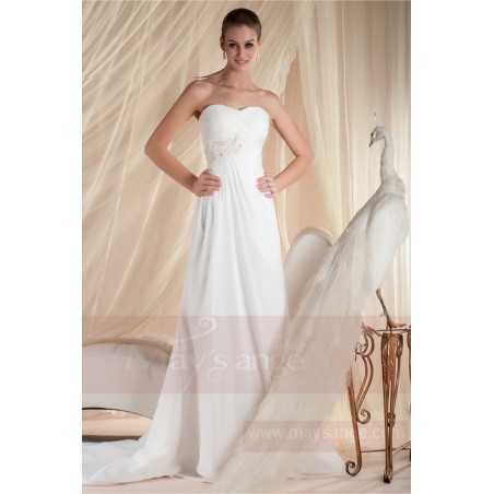 Robe mariée bustier cœur en mousseline Avec Petite Traîne