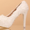 Lace Fashion White Beaded Wedding Shoes - Ref CH055 - 02