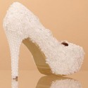 Lace Fashion White Beaded Wedding Shoes - Ref CH055 - 03