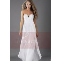 Strapless White Cocktail Dress In Chiffon Fabric With V Rhinestones - Ref L113 - 02
