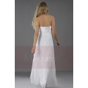 Strapless White Cocktail Dress In Chiffon Fabric With V Rhinestones - Ref L113 - 03
