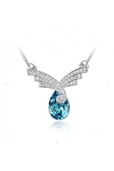 Stone blue topaz necklace silver chain - F003 #1