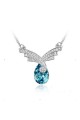 Stone blue topaz necklace silver chain - Ref F003 - 02