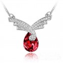 Collier pendentif rouge feu à cristal - Ref F004 - 02