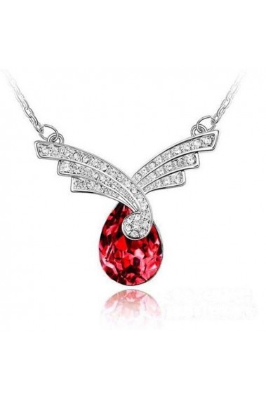 Collier pendentif rouge feu à cristal - F004 #1