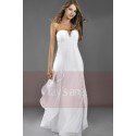 Strapless White Cocktail Dress In Chiffon Fabric With V Rhinestones - Ref L113 - 04