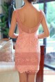 Pink Lace Short Prom Dress With Beaded Neckline - Ref C746 - 03