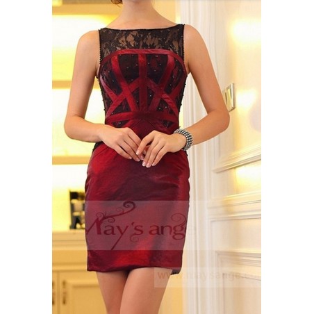 robe habillée rouge et noire pour mariage soirée dentelle