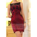 robe habillée rouge et noire pour mariage soirée dentelle - Ref C747 - 04