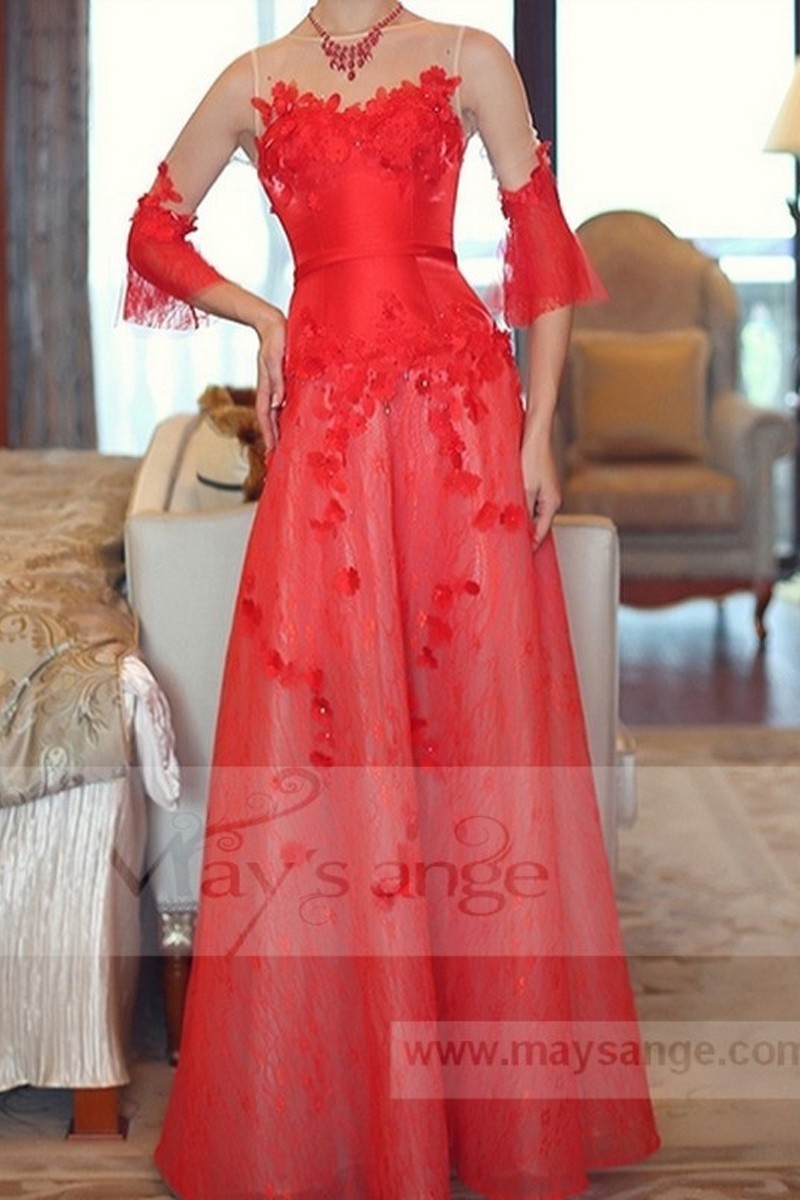 robe de soirée rouge feu cérémonie mariage - Ref L689 - 01 robe de soirée rouge feu cérémonie mariage - Ref L689 - 01