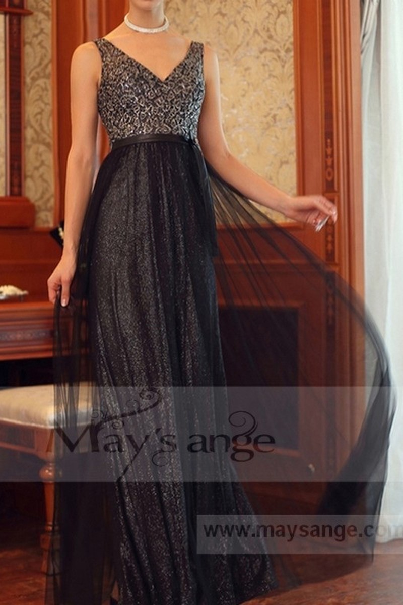 robe habillée longue noire et argente élégante pour ceremonie - Ref L691 - 01 robe habillée longue noire et argente élégante pour ceremonie - Ref L691 - 01
