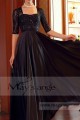 Long Sleeve Black Satin Formal Dresses With Shiny Lace Top - Ref L694 - 02