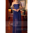 Embroidered Long Sheer Sleeve Blue Prom Dress And Lace Skirt - Ref L695 - 04