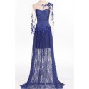 Embroidered Long Sheer Sleeve Blue Prom Dress And Lace Skirt - Ref L695 - 05