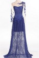robe de soirée pas cher bleu avec manche transparente broderies - Ref L695 - 05