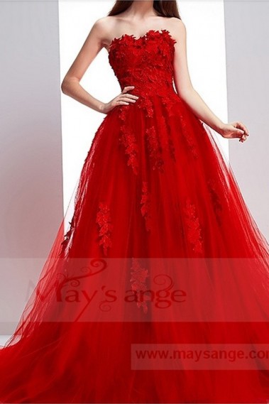 robe habillée bustier pour mariage rouge - P071 #1