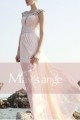 Robe longue Perle rose pale de soirée en mousseline - Ref L117 - 03