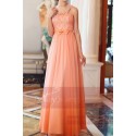 LONG ORANGE DRESS WITH EMBROIDERED TOP - Ref L704 - 03