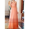 robe longue de soirée   orange - Ref L704 - 03