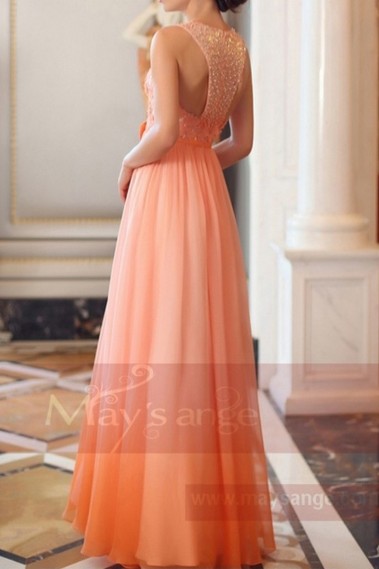 LONG ORANGE DRESS WITH EMBROIDERED TOP