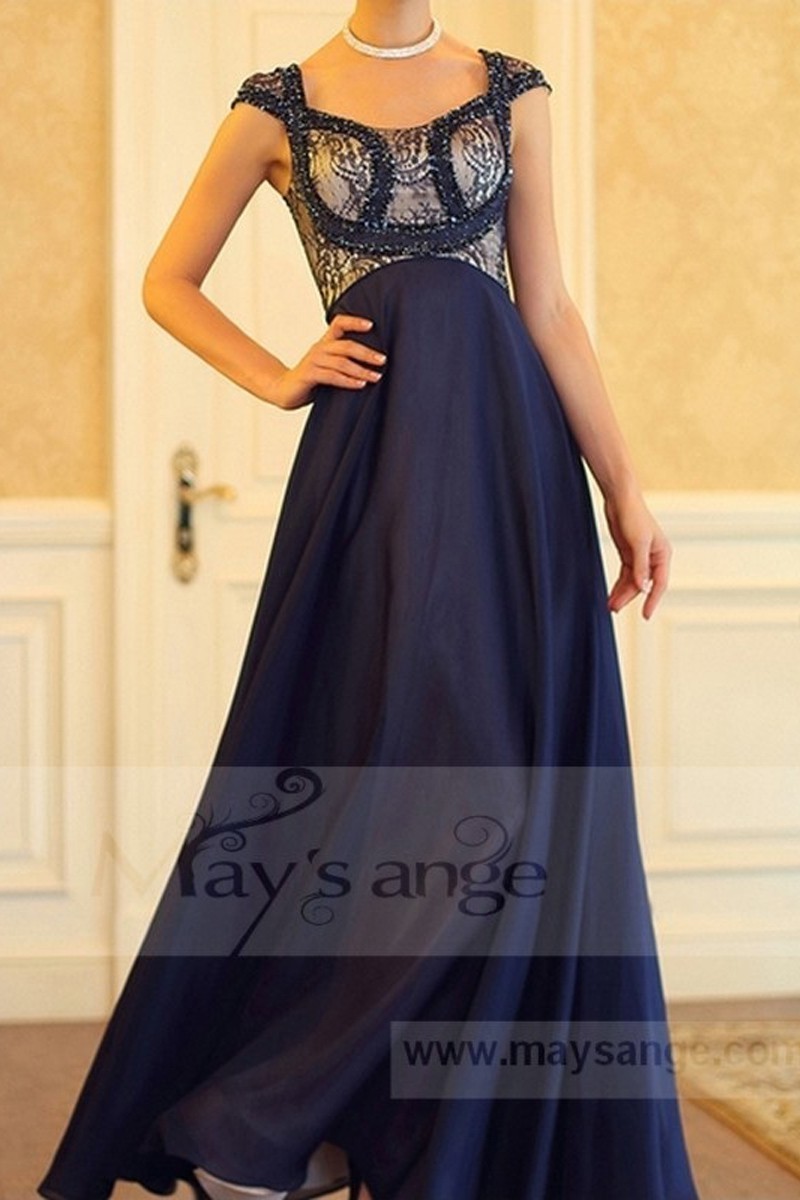robe habillée pour cérémonie bleu profond - Ref L705 - 01