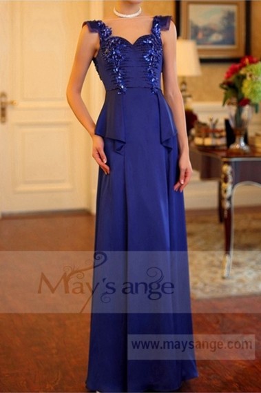 Classic Dress For A Wedding Witness Gemstone Blue - L708 #1