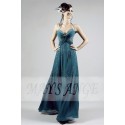 Sexy Long Cocktail Dress in Duck Blue Color With Rain of Silver Glitter - Ref L119 - 02