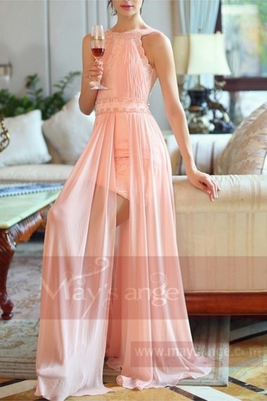robes de soirée rose dos nu chic - L709 #1