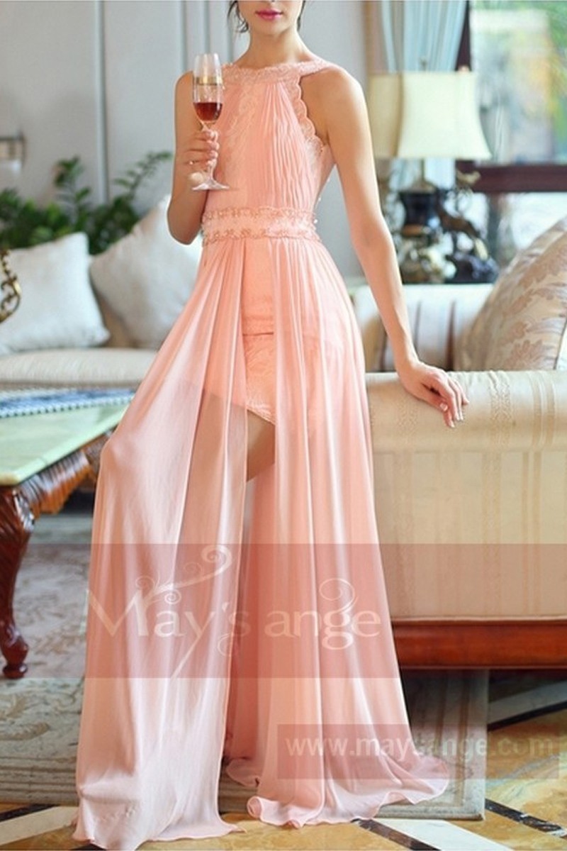 robes de soirée rose dos nu chic - Ref L709 - 01
