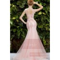 robe longue de soirée rose sirène luxueuse - Ref L712 - 02