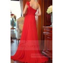 robe bustier habillée rouge feu en mousseline bretelle asymétrique - Ref L713 - 03