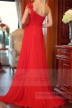 robe bustier habillée rouge feu en mousseline bretelle asymétrique - Ref L713 - 03