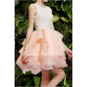 robe de bal rose courte en dentelles - Ref C749 - 03