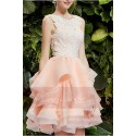 Short Organza Ball Gown With Embroidered Applique - Ref C749 - 05