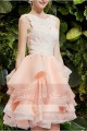 Short Organza Ball Gown With Embroidered Applique - Ref C749 - 05