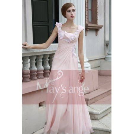 Pretty Pink Long Dress With Flowers