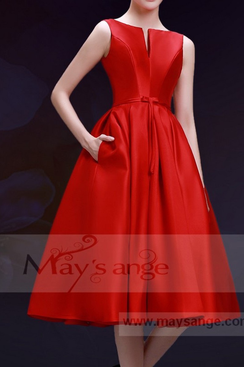 robe de cocktail chic rouge feu - Ref C756 - 01 robe de cocktail chic rouge feu - Ref C756 - 01