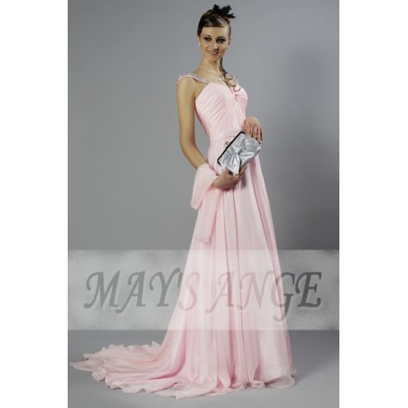 Robe Princesse de soirée longue rose poudre