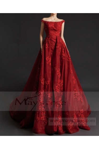 robe de bal rouge bordeaux princesse mariage cérémonie - P073 #1