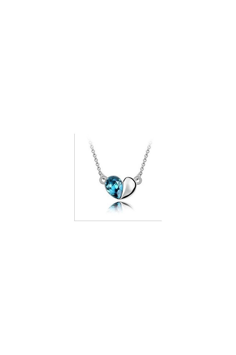 Beautiful blue heart wedding necklace - Ref F105 - 01
