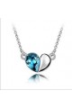 Collier pour mariage pierre coeur bleu - Ref F105 - 02